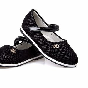 Black Leather Girl Shoes